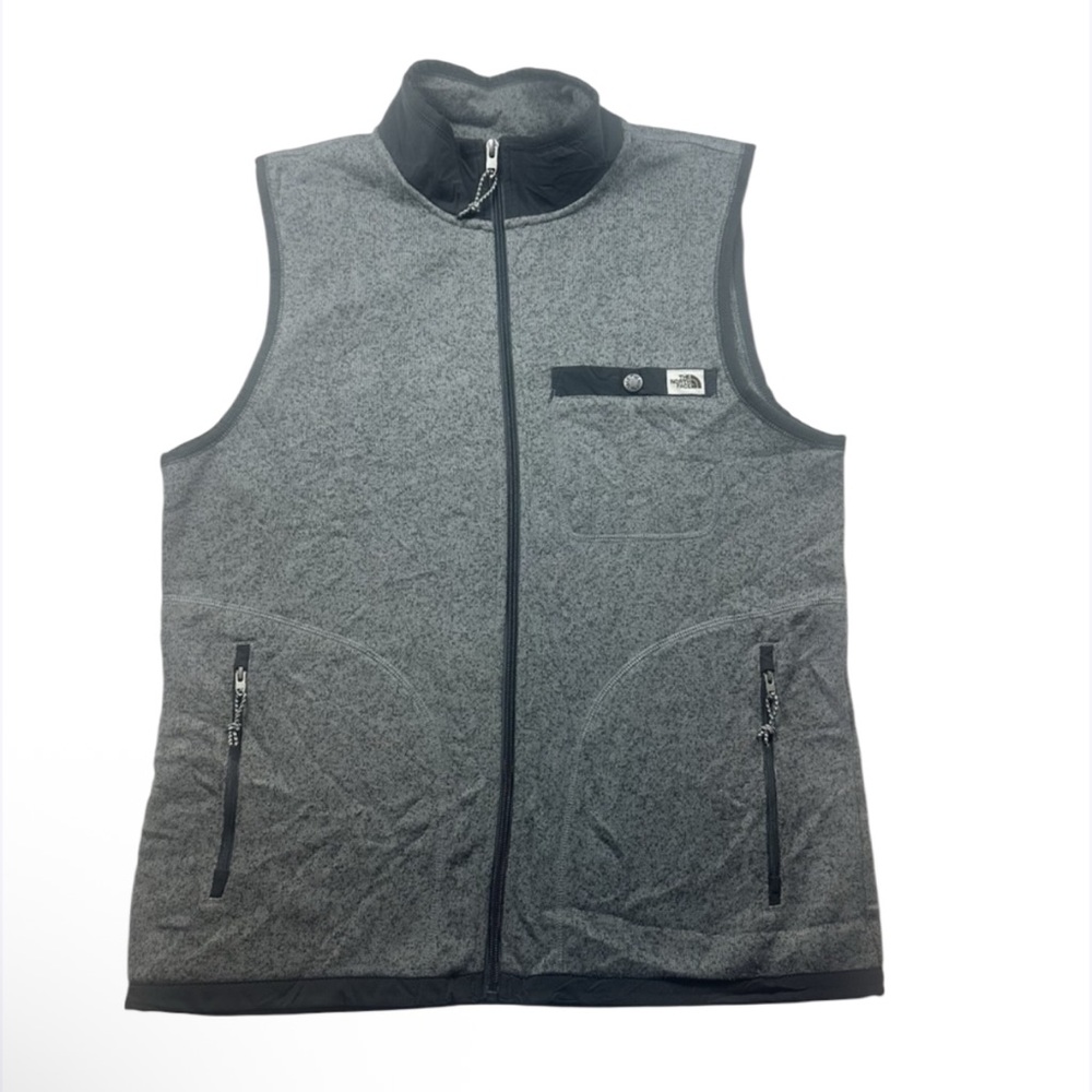 The North Face Gordon Lyons Full Zip Fleece Vest Men's Size S‎ Gray Sweater Knit